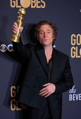 January 7, 2024, Beverly Hills, California, USA: Jeremy Allen White in the press room of the 81st Annual Golden Globe Awards on Sunday January 7, 2024 at The Beverly Hilton Hotel in Beverly Hills, California. ARIANA RUIZ PI Beverly Hills USA - ZUMAp124 20240107_zaa_p124_127 Copyright: xArianaxRuizx