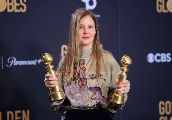 January 7, 2024, Beverly Hills, California, USA: Justine Triet in the press room of the 81st Annual Golden Globe Awards on Sunday January 7, 2024 at The Beverly Hilton Hotel in Beverly Hills, California. ARIANA RUIZ PI Beverly Hills USA - ZUMAp124 20240107_zaa_p124_151 Copyright: xArianaxRuizx