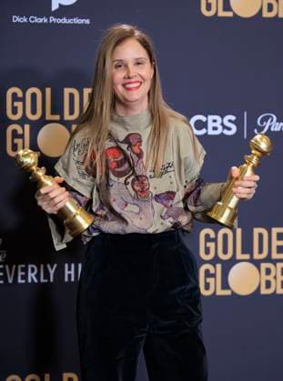 January 7, 2024, Beverly Hills, California, USA: Justine Triet in the press room of the 81st Annual Golden Globe Awards on Sunday January 7, 2024 at The Beverly Hilton Hotel in Beverly Hills, California. ARIANA RUIZ PI Beverly Hills USA - ZUMAp124 20240107_zaa_p124_154 Copyright: xArianaxRuizx