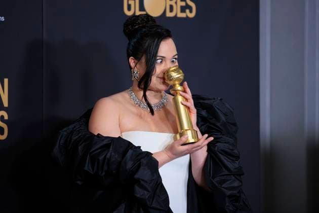 January 7, 2024, Beverly Hills, California, USA: Lily Gladstone in the press room of the 81st Annual Golden Globe Awards on Sunday January 7, 2024 at The Beverly Hilton Hotel in Beverly Hills, California. ARIANA RUIZ PI Beverly Hills USA - ZUMAp124 20240107_zaa_p124_161 Copyright: xArianaxRuizx