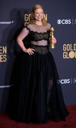 January 7, 2024, Beverly Hills, California, USA: Sarah Snook in the press room of the 81st Annual Golden Globe Awards on Sunday January 7, 2024 at The Beverly Hilton Hotel in Beverly Hills, California. ARIANA RUIZ PI Beverly Hills USA - ZUMAp124 20240107_zaa_p124_170 Copyright: xArianaxRuizx