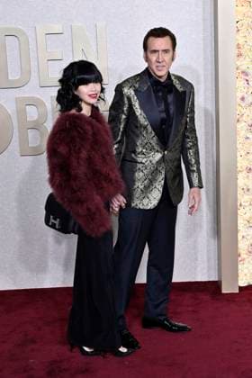 Nicolas Cage mit Ehefrau Riko Shibata bei der Verleihung der 81. Golden Globe Awards im Beverly Hilton Hotel. Beverly Hills, 07.01.2024
