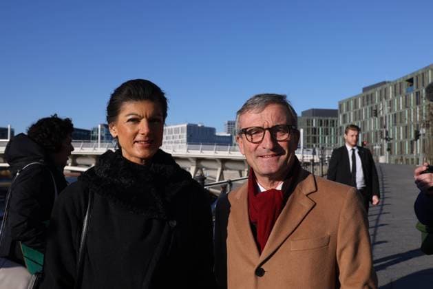 Berlin Parteigruendung Wagenknecht 08.01.2024, Germany, Berlin, Bundespressekonferenz, Parteigruendung, Gründung der Partei Bündnis Sahra Wagenknecht - Vernunft und Gerechtigkeit und Vorschlag der Europa-Spitzenkandidaturen mit Sahrah Wagenknecht, MdB Berlin Berlin Germany *** Berlin party founding Wagenknecht 08 01 2024, Germany, Berlin, Federal Press Conference, party founding, founding of the party Alliance Sahra Wagenknecht Reason and Justice and proposal of the European top candidates with Sahrah Wagenknecht, MdB Berlin Berlin Germany