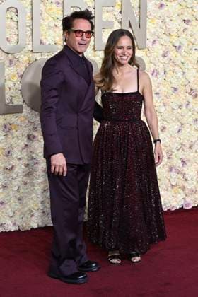 Robert Downey Jr. mit Ehefrau Susan Downey bei der Verleihung der 81. Golden Globe Awards im Beverly Hilton Hotel. Beverly Hills, 07.01.2024
