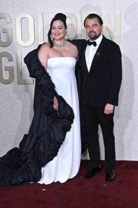 Lily Gladstone und Leonardo DiCaprio bei der Verleihung der 81. Golden Globe Awards im Beverly Hilton Hotel. Beverly Hills, 07.01.2024