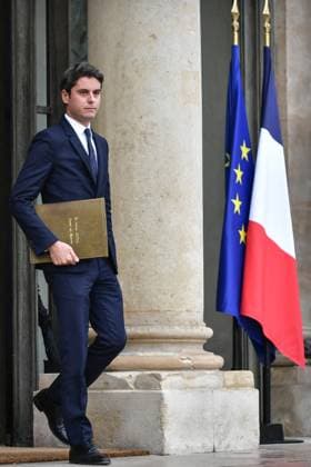 Reshuffle: Attal Could Be Named Prime Minister File photo - Education and Youth Minister Gabriel Attal exits the Elysee Palace at the end of the Council of Ministers in Paris, France on December 12, 2023. - French National Education Minister Gabriel Attal could be named Prime Minister after Elisabeth Borne spoke with President Emmanuel Macron as a cabinet reshuffle appears imminent. At 34, he could become the youngest Prime Minister of the Fifth Republic. Photo by Firas Abdullah ABACAPRESS.COM Paris Ã?le-de-France France  Copyright: xAbdullahxFiras ABACAx