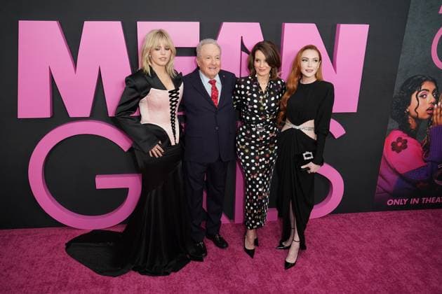 RECORD DATE NOT STATED ReneÃ© Rapp, Lorne Michaels, Tina Fey, Lindsey Lohan at arrivals, MEAN GIRLS The Musical Premiere, AMC Lincoln Square, New York, NY, United States, January 8, 2024. (Photo by: Kristin Callahan Everett Collection) PUBLICATIONXNOTxINxCANxCHNxFRAxITAxJPNxNORxPOLxRUSxESPxUKxUSA