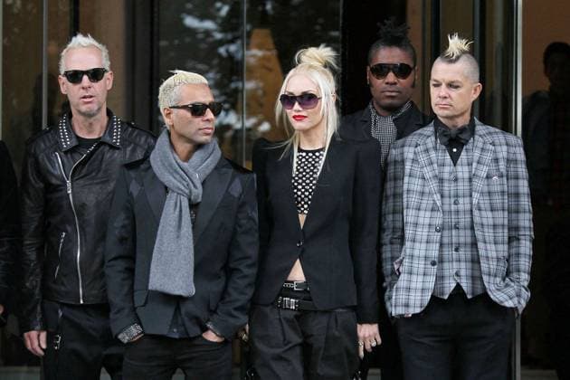 Tom Dumont, Tony Kanal, Gwen Stefani and Adrian Young, of No Doubt, are seen leaving the Langham Hotel in London 84646, LONDON, UNITED KINGDOM - Wednesday September 26, 2012. Tom Dumont, Tony Kanal, Gwen Stefani and Adrian Young, of No Doubt, are seen leaving the Langham Hotel in London. NORTH AMERICA USE ONLY , Credit:Optic Photos, PacificCoastNews.com Avalon UK, London  Copyright: xOpticxPhotos,xPacificCoastNews.comx xAvalonx 0527756448