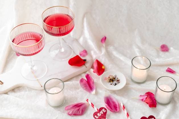 Valentines Roses, Coupe Glasses, Candles and Love Straws Edmonton, Alberta, Canada R_DVQR240105F7-1317761-01