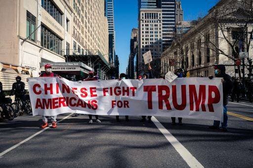 Trump supporters march in New York City, call for his reelection in 2024, unveil worlds largest Trump 2024 flag 1831946