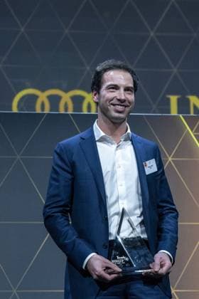PMSweet CEO Michael Labro pictured during the 39th award ceremony for the Manager of the Year, Wednesday 10 January 2024 in Brussels. Flemish business magazine Trends, french-speaking counterpart Trends-Tendance, in collaboration with television channel Kanaal Z Canal Z, have a yearly tradition of electing a Flemish and a French-speaking manager of the year.  NICOLASxMAETERLINCK 83757672