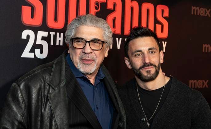 January 10, 2024, New York, New York, United States: Vincent Pastore and Jason Cerbone attend HBO s The Sopranos 25th anniversary celebration The Family Dinner at Da Nico Ristorante in New York on January 10, 2024 New York United States - ZUMAr339 20240110_znp_r339_058 Copyright: xLevxRadinx