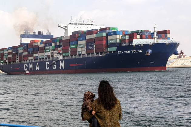 (240113) -- CAIRO, Jan. 13, 2024 -- A cargo ship travels on the Suez Canal in Ismailia Province, Egypt, Jan. 13, 2024. Chairman of Egypt s Suez Canal Authority (SCA) Osama Rabie said on Friday that navigation traffic in the canal is regular in both directions. In a statement, Rabie denied reports about the temporary suspension of navigation in the Suez Canal as a result of the tension in the Red Sea s strategic Bab-el-Mandeb area. ) EGYPT-SUEZ CANAL-NAVIGATION AhmedxGomaa 