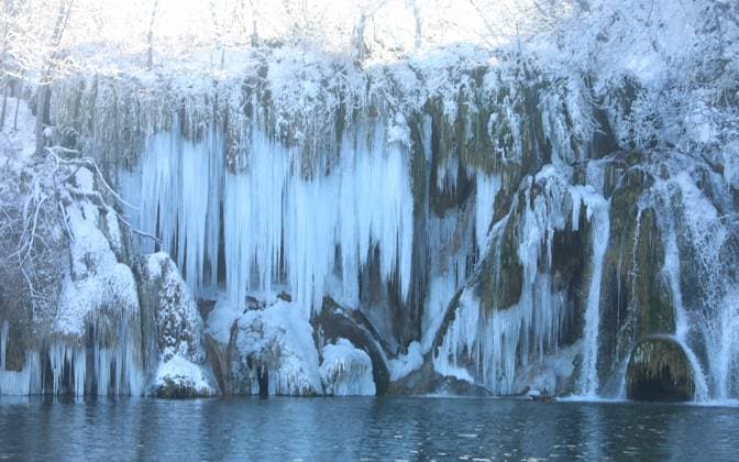 Snow-covered Plitvice Lakes National Park Snow-covered Plitvice Lakes National Park are pictured on January 13, 2024 in Slunj, Croatia. KristinaxStedulxFabac PIXSELL