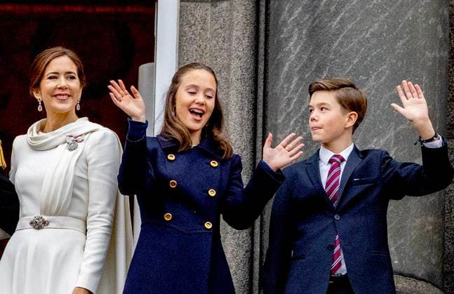 14-01-2024 Denmark Queen Mary and Prince Vincent and Princess Josephine after the proclamation on the balcony of Christiansborg Castle. (c) PPE Niieboer  Copyright: xPPEx