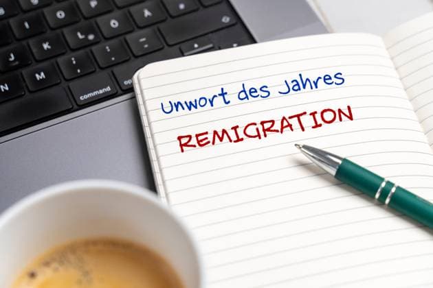 15 January 2024: Remigration, the bad word of the year 2023 PHOTOMONTAGE *** Remigration, das Unwort des Jahres 2023 FOTOMONTAGE
