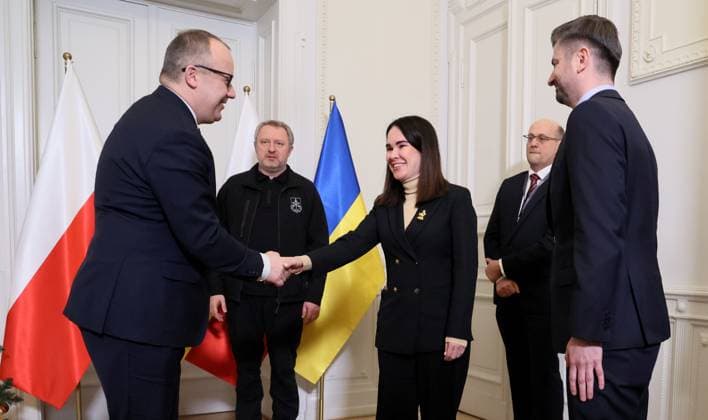 Prosecutor General of Ukraine on a visit to Poland Photo: Pawel Wodzynski East News, Prosecutor General of Ukraine Andriy Kostin and Deputy Minister of Justice of Ukraine Iryna Mudra at meeting with Minister of Justice of Poland Adam Bodnar, on January 15, 2024 in Warsaw, Poland. Pictured (L-R): minister Adam Bodnar, Andriy Kostin, Iryna Mudra, acting National Prosecutor Jacek Bilewicz, deputy minister Krzysztof Smiszek. EN_01608205_0001 