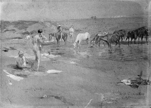RECORD DATE NOT STATED The Second Boer War, 1899-1902 Sketch drawn by William Skeoch Cumming, based on one of his own photographs. Copyright: xpiemagsx piemagwarw13102023-3685 !ACHTUNG AUFNAHMEDATUM GESCHÄTZT!