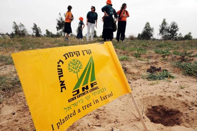 Children Celebrating Tu Bishvat Former Gush Katif settlers and children are planting trees on the Gaza-Israeli border near Kissufim where they once lived in Gaza strip on Jewish holiday of Tu Bishvat in Israel on Monday, February 9, 2009. Tu Bishvat is a minor Jewish holiday in the Hebrew month of Shevat that marks the New Year of the Trees . Customs include planting trees and eating dried fruits and nuts. In Israel, the flowering of the almond tree, which grows wild around the country, coincides with Tu Bishvat. Photo by Rafael Ben-Ari Chameleons Eye.