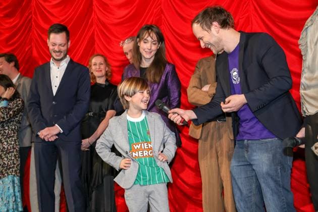 RECORD DATE NOT STATED 17.01.2024, Gartenbaukino, RICKERL MUSIK IS HÖCHSTENS A HOBBY Premiere , Absolutes Premieren Highlight von Adrian Goiginger! im Bild: Agnes Hausmann, David VOODOO JÜRGENS Öllerer, Ben Winkler, Adrian Goiginger, -a d Bühne, RICKERL MUSIK IS HÖCHSTENS A HOBBY Premiere