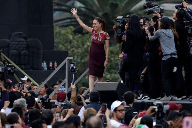 Mexico™s Presidential Candidate Claudia Sheinbaum in Closing Pre Campaign Rally January 18, 2024, Mexico City, Mexico: The pre-candidate for the presidency of Mexico for the Let s keep making history coalition, Claudia Sheinbaum Pardo, closes her pre-campaign for the sole candidacy for the presidency of Mexico for the National Regeneration Movement party, Green Party and Labor Party, at the Monument to the Revolution in Mexico City. on January 18, 2024 in Mexico City, Mexico (Photo by Luis Barron Eyepix Group). Copyright: xLuisxBarronx xEyepixxGroupx LB_18012024_109556