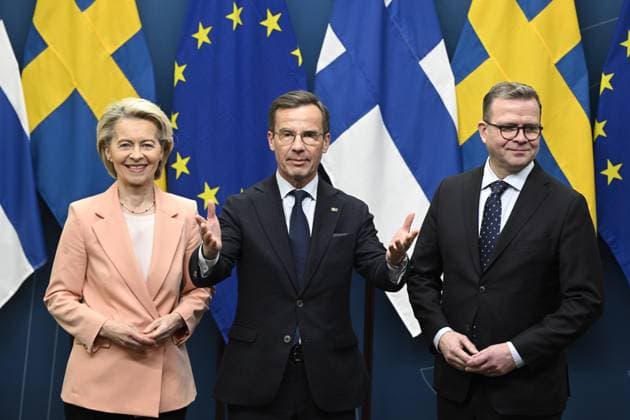 News Themen der Woche KW03 News Bilder des Tages STOCKHOLM, SVERIGE 20240119 Statsminister Ulf Kristersson tar emot Finlands statsminister Petteri Orpo och EU-kommissionens ordförande Ursula von der Leyen i Rosenbad STOCKHOLM SVERIGE xx *** STOCKHOLM, SWEDEN 20240119 Prime Minister Ulf Kristersson receives Finnish Prime Minister Petteri Orpo and EU Commission President Ursula von der Leyen at Rosenbad STOCKHOLM, SWEDEN xx  Copyright: xAndersxWiklund TTx KRISTERSSON, ORPO, VAN DER LAYEN I ROSENBAD VrWSyv-SK4k