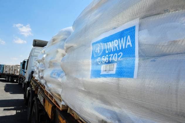 Kerem Shalom Crossing Truck full of goods from UNRWA in Kerem Shalom crossing. Photo by Rafael Ben-Ari Chameleons Eye Gaza Israel EDITORIAL USE ONLY Copyright: xx RafaelxBen-Ari ChameleonsxEyex cewitness011503