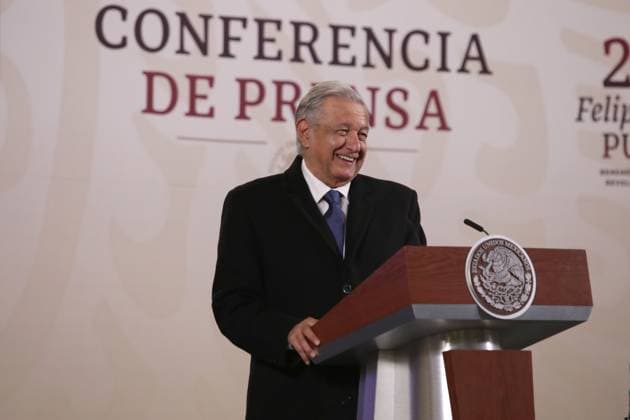 Mexico™s President Lopez Obrador News Conference January 19, 2024, Mexico City, Mexico: Mexico™s President, Andres Manuel Lopez Obrador gesticulates during his briefing news conference at National Palace. on January 19, 2024 in Mexico City, Mexico. (Photo by Ismael Rosas Eyepix Group) Copyright: xIsmaelxRosas xEyepixxGroupx IR_19012024_109596