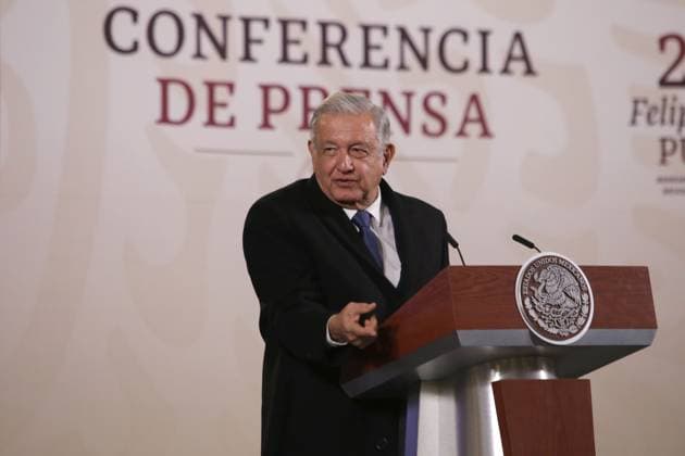 Mexico™s President Lopez Obrador News Conference January 19, 2024, Mexico City, Mexico: Mexico™s President, Andres Manuel Lopez Obrador gesticulates during his briefing news conference at National Palace. on January 19, 2024 in Mexico City, Mexico. (Photo by Ismael Rosas Eyepix Group) Copyright: xIsmaelxRosas xEyepixxGroupx IR_19012024_109598