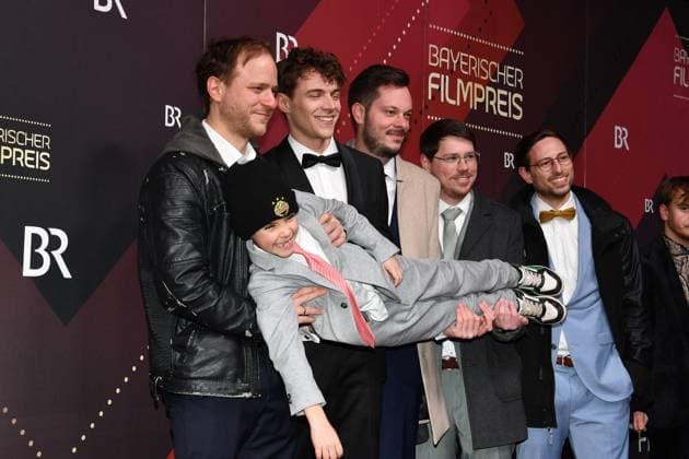 Adrian Goiginger, Gerrit Klein, Peter Wildling, Martin Pfeil, David Stöllinger und Ben Winkler Verleihung des Bayerischen Filmpreis Prinzregenten Theater München 19. Januar 2024