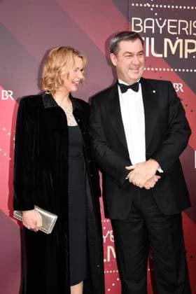 Veronica Ferres und Markus Söder Verleihung des Bayerischen Filmpreis Prinzregenten Theater München 19. Januar 2024