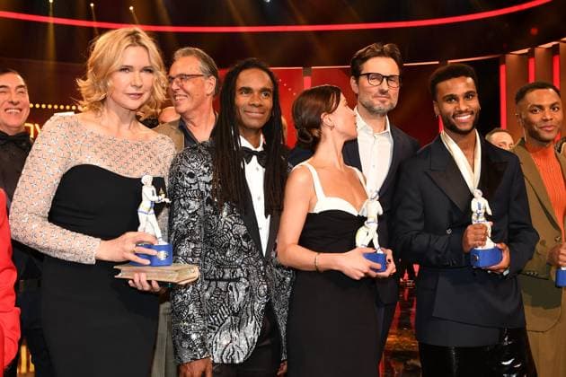 Veronica Ferres, Fabrice Morvan, Aylin Tezel, Simon Verhoeven und Tina Njie Verleihung des Bayerischen Filmpreis Party Preisträger Prinzregenten Theater München 19. Januar 2024
