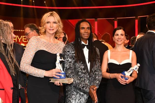 Veronica Ferres, Fabrice Morvan, Aylin Tezel Verleihung des Bayerischen Filmpreis Party Preisträger Prinzregenten Theater München 19. Januar 2024