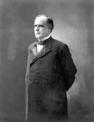 William McKinley (1843-1901) William McKinley was the twenty-fifth president of the United States. A lawyer, McKinley served as a U.S. Congressman from Ohio and governor of Ohio before his election as president in 1897. He was reelected in 1901, but in September McKinley was shot by an anarchist, Leon Czolgosz. He died on September 14, 1901. In this formal portrait McKinley, in his early days as president, stands with his hands behind his back. EDITORIAL USE ONLY Copyright: xx 25.038 x picturehistory006935