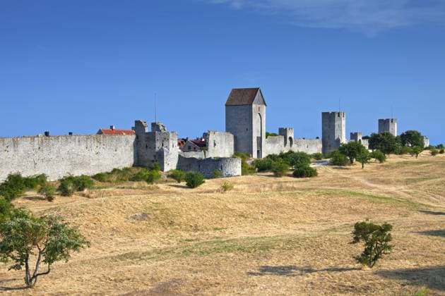 Die Ringmuren, Ringmauer in Visby, Insel Gotland, Schweden, Europa