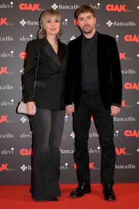 Michele Riondino mit Partnerin Eva Nestori bei der Verleihung des Filmpreises Ciak d oro 2023 im Palazzo Colonna. Rom, 20.01.2024