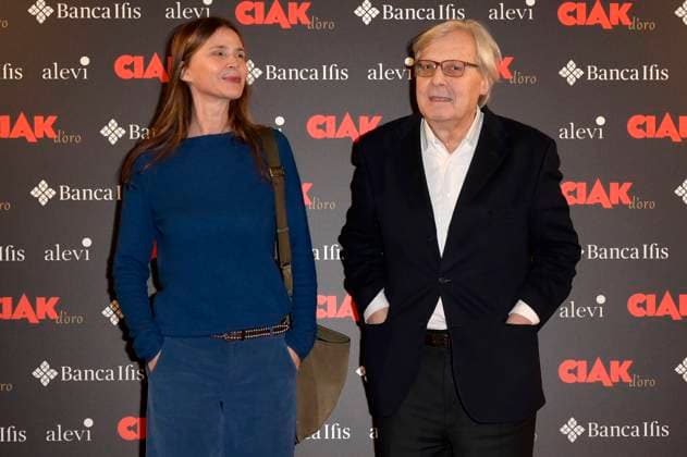 Sabrina Colle mit Ehemann Vittorio Sgarbi bei der Verleihung des Filmpreises Ciak d oro 2023 im Palazzo Colonna. Rom, 20.01.2024
