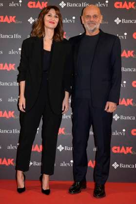 Paola Cortellesi mit Ehemann Riccardo Milani bei der Verleihung des Filmpreises Ciak d oro 2023 im Palazzo Colonna. Rom, 20.01.2024