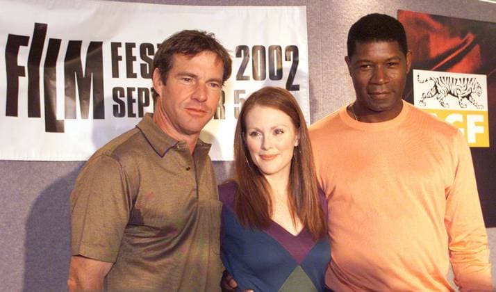 Toronto Film festival Dennis Quaid, Julianne Moore and Dennis Haysbert at the press conference for the movie Far from Heaven during Toronto International Film Festival, September 8, 2002. (iPhoto.ca) TORCAN09080269 Toronto Ontario Canada EDITORIAL USE ONLY Copyright: xx TORCAN09080269 iPhoto.cax TORCAN09080269