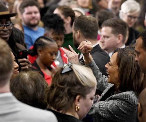 January 22, 2024, Big Bend, Wisconsin, USA: VICE PRESIDENT KAMALA HARRIS launches her nationwide Ã¢â‚¬oeFight for Reproductive FreedomsÃ¢â‚¬Â at the International Union of Painters and Allied Trades District Council 7 in Big Bend, Wisconsin Monday January 22, 2024, on the 51st anniversary of the day that Roe v. Wade was decided by the United States Supreme Court. Concurrently Republican lawmakers were planning to hold a hearing Monday afternoon at the State Capitol on a bill that would ban abortions in the state after 14 weeks except in cases jeopardizing the motherÃ¢â‚¬â ¢s safety or health. Big Bend USA - ZUMAh154 20240122_znp_h154_004 Copyright: xMarkxHertzbergx