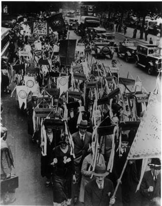 Parade for World Disarmament This photograph shows the League of Nations section of a parade in London for world disarmament. London England EDITORIAL USE ONLY Copyright: xx 1920.0055 x picturehistory013251