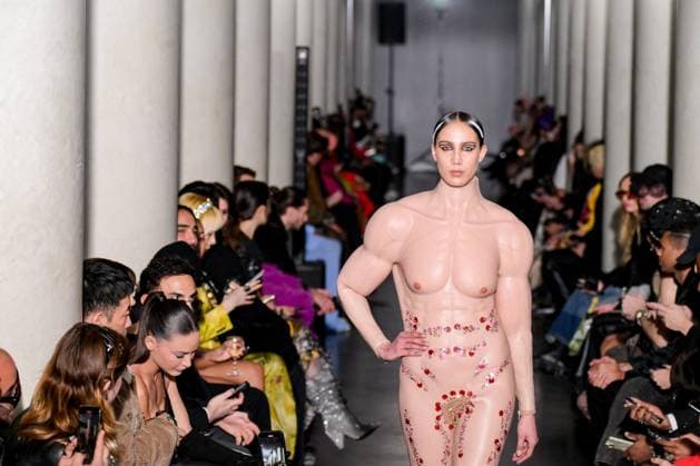 PFW - On Aura Tout Vu Runway Model walks the runway of the On Aura Tout Vu show as part of Paris Fashion Week Haute Couture Spring Summer 2024, on January 22, 2024 in Paris, France. Photo by Jana Call me J ABACAPRESS.COM Paris France  Copyright: xJanaxCallxmexJ ABACAx