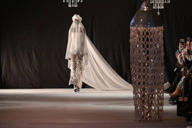 PFW - Rahul Mishra Runway A model walks the runway upon the Rahul Mishra show as part of Paris Fashion Week Haute Couture Spring Summer 2024, on January 22, 2024 in Paris, France. Photo by Jana Call me J ABACAPRESS.COM Paris France  Copyright: xJanaxCallxmexJ ABACAx
