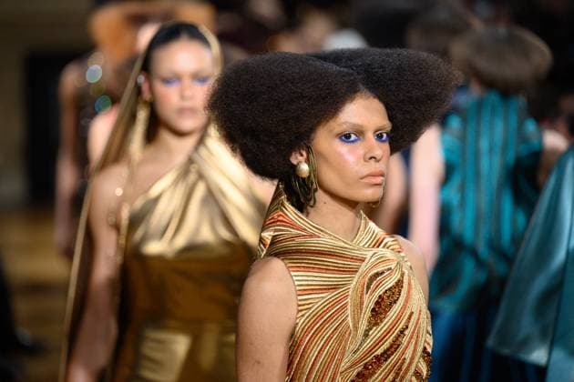PFW - Sara Shaibi Runway A model walk the runway during the Sara Shraibi Haute Couture Spring Summer 2024 show as part of Paris Fashion Week on January 22, 2024 in Paris, France. Photo by Laurent Zabulon ABACAPRESS.COM Paris France  Copyright: xZabulonxLaurent ABACAx