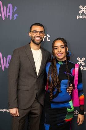 Karrewiet presenter Annebet Ampofo (R) pictured on the red carpet at the 16th edition of the MIA s (Music Industry Award) award show, in Antwerp, Wednesday 24 January 2024. The Music Industry Awards are the Flemish Music prizes handed out by the VRT and VI.BE.  JONASxROOSENS 84569944