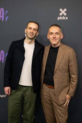 Taveirne s husband Bas Pattyn and VRT journalist Xavier Taveirne pictured on the red carpet at the 16th edition of the MIA s (Music Industry Award) award show, in Antwerp, Wednesday 24 January 2024. The Music Industry Awards are the Flemish Music prizes handed out by the VRT and VI.BE.  JONASxROOSENS 84571321