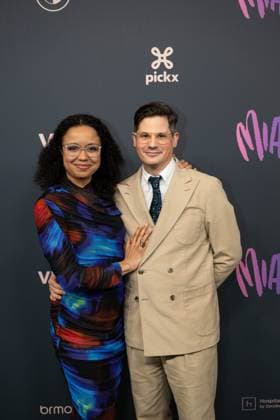 Comedian and television presenter Soe Nsuki and her partner Nikolas pictured on the red carpet at the 16th edition of the MIA s (Music Industry Award) award show, in Antwerp, Wednesday 24 January 2024. The Music Industry Awards are the Flemish Music prizes handed out by the VRT and VI.BE.  JONASxROOSENS 84571658