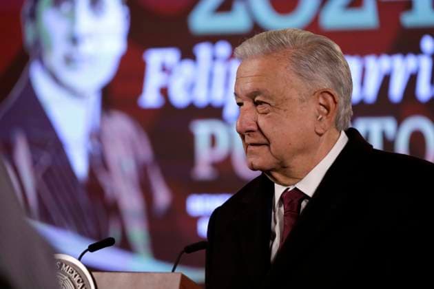 January 29, 2024, Mexico City, Mexico: The president of Mexico, Andres Manuel Lopez Obrador at a press conference before reporters in the Treasury Room at the National Palace in Mexico City. on January 29, 2024 in Mexico City, Mexico Mexico City Mexico - ZUMAe321 20240129_zia_e321_017 Copyright: xLuisxBarronx