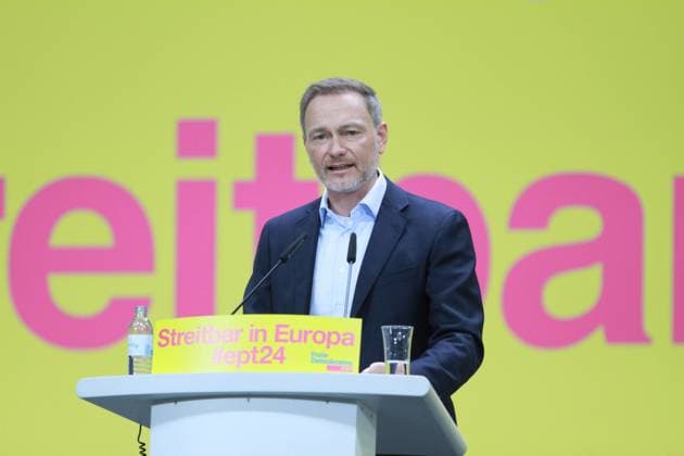 Berlin, Deutschland, 28.01.2024: Station Berlin: Europaparteitag der FDP: Christian Lindner hält eine Rede *** Berlin, Germany, 28 01 2024 Station Berlin European Party Conference of the FDP Christian Lindner gives a speech Copyright: xdtsxNachrichtenagenturx dts_29715