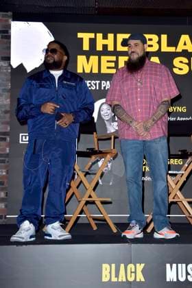 Willie Prophet Stiggers und Grouchy Greg Watkins beim Economic Justice Summit der Black Music Action Coalition bei Live Nation. Beverly Hills, 01.02.2024
